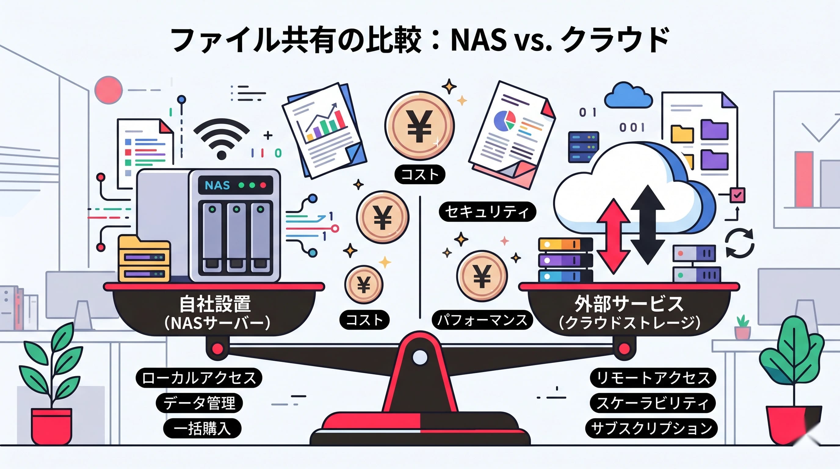 NAS vs クラウドストレージ｜社内ファイル共有の最適解を費用で比較