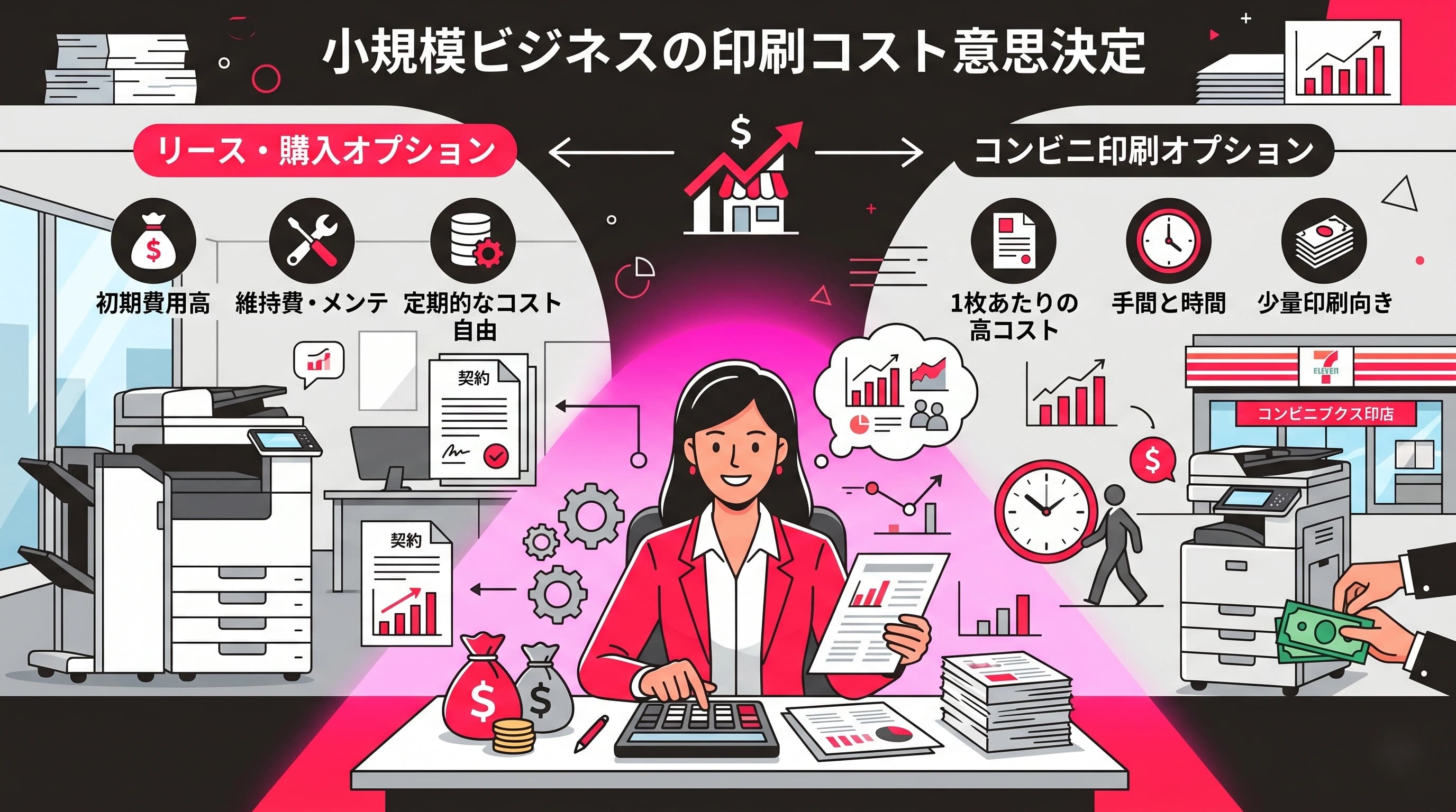 プリンターのリース vs 購入 vs コンビニ印刷｜中小企業のコスト最適解